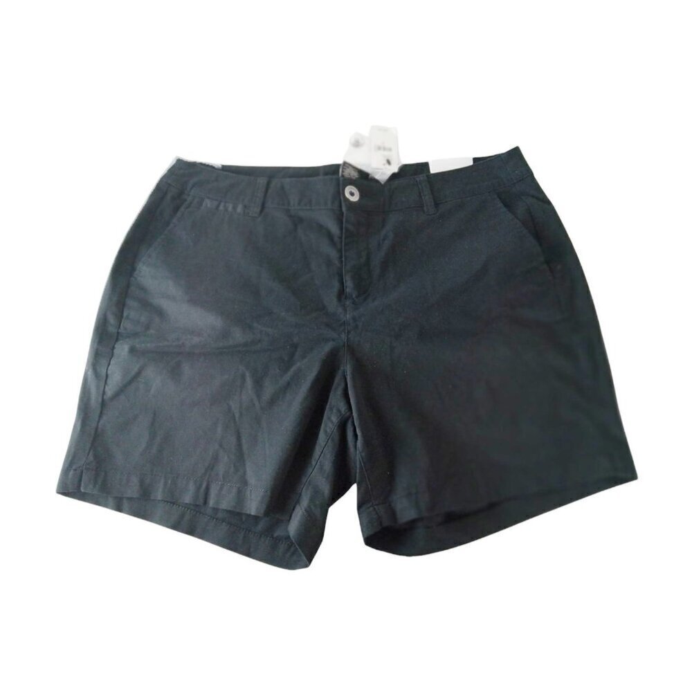 Lane Bryant Womens Chino Shorts Black Stretch High Rise Casual Size 14 NWT